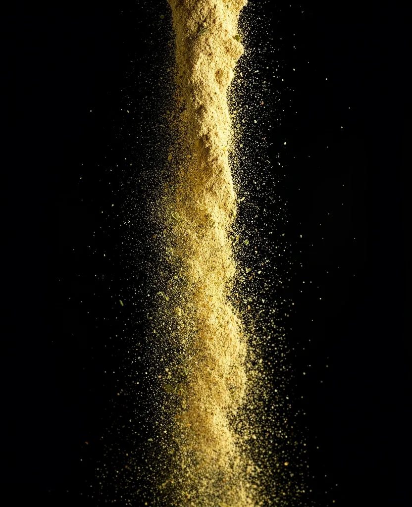 Falling botanical powder